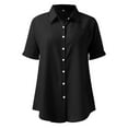 thumbnail image 4 of vigerkar Womens Stain Shield Dress Shirts Free Short Sleeve Solid Tops Blouses Button Down Shirts Black, XL, 4 of 5