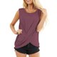 thumbnail image 1 of Blusa sin mangas con parte delantera torcida, cuello redondo, camisa informal con cuello redondo y parte delantera torcida para mujer, citas, rojo purpúreo XXL, 1 of 6