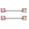 thumbnail image 5 of Nipple Bar Opal Glitter Prong Steel Nipple Barbell Ring Sold as pair, 5 of 10