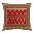 thumbnail image 1 of Turkish Pattern Throw Pillow Cushion Cover, Rectangular Frames and Abstract Shapes with Ottoman Origins, Decorative Square Accent Pillow Case, 16 X 16 Inches, Ruby Pistachio Green Brown, by Ambesonne, 1 of 2