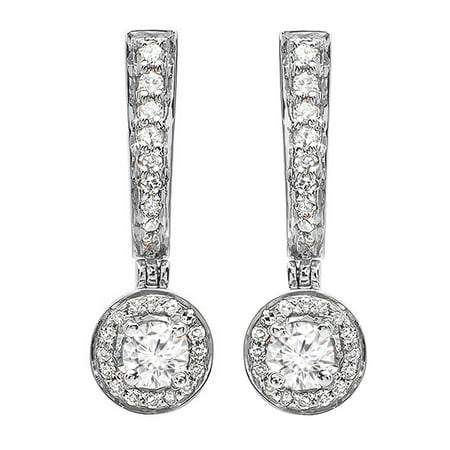 Dangling Drop Diamond Earrings - Dazzlingrock Collection 0.50 Carat (ctw) 14k Round White Diamond Ladies Fine Dangling Drop Earrings 1/2 CT, White Gold