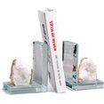thumbnail image 1 of AMOYSTONE Glass Modern Bookends for Heavy Books, L-Shaped Crystal Bookends with White Geode Cluster, Non-Skid Sturdy Decorative Book Support for Shelves or Desktops, 1 of 7