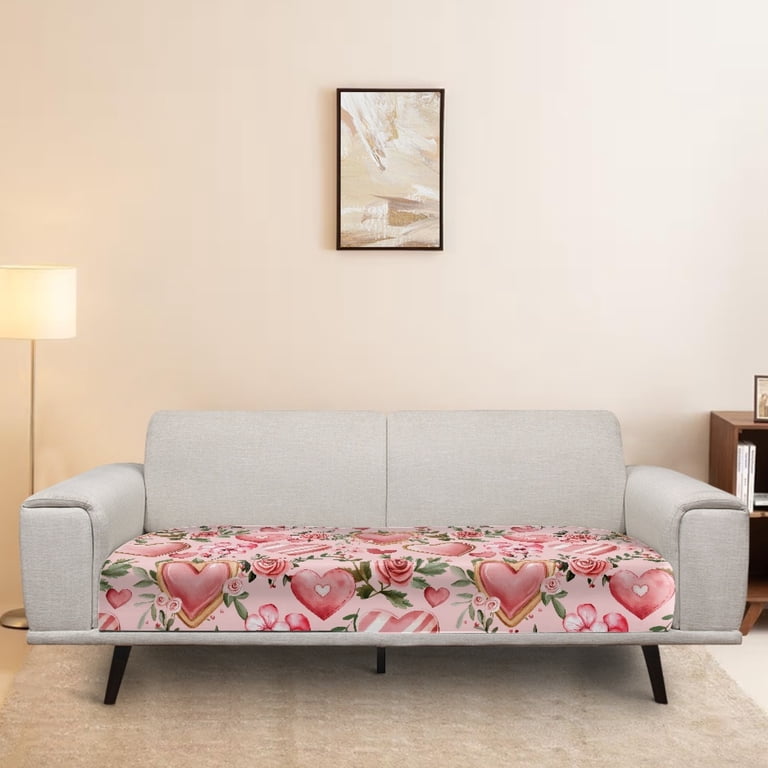 RV Dinette Cushion Covers - Pink Rose Stripes Slipcovers For RV Sofa Seats, Washable & Easy Install
