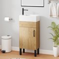 thumbnail image 2 of ModFusion 15" Bathroom Vanity in Natural Wood Finish with Splash-Proof SMC Single Basin & Sift-Close Door Storage Cabinet, Adjustable Metal Legs, 2 of 9