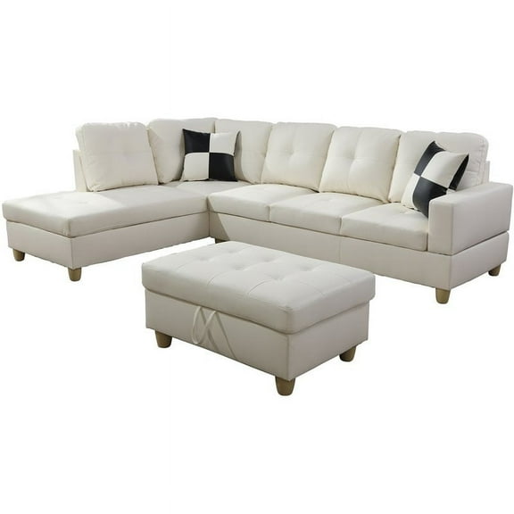 Lifestyle Furniture Scott Left-Facing Sectional & Ottoman in Off White