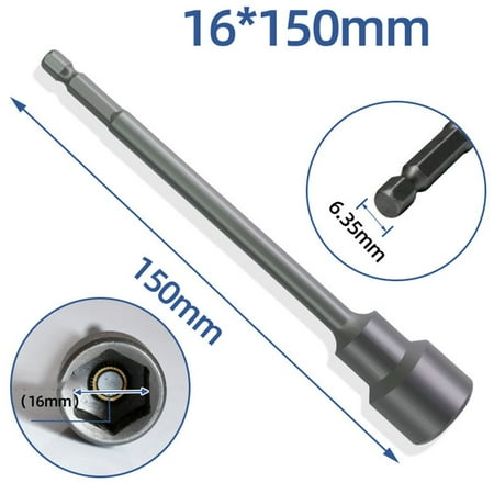 

150mm Long 6mm-19mm Hexagon Nut Driver Drill Bit Socket Wrench Extension Sleeve