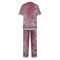 thumbnail image 3 of YDKZYMD Scrubs for Women Set Plus Size Tall Petite Plus Size Top and Pant Tie Dye V Neck with Pockets Nursing Uniform 2 Piece Medical Short Sleeve Jogger Scrub Set Purple 5XL, 3 of 6