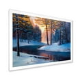 thumbnail image 2 of Designart 'Morning Glow Through The Christmas Forest By The River' Lake House Framed Art Print, 2 of 4