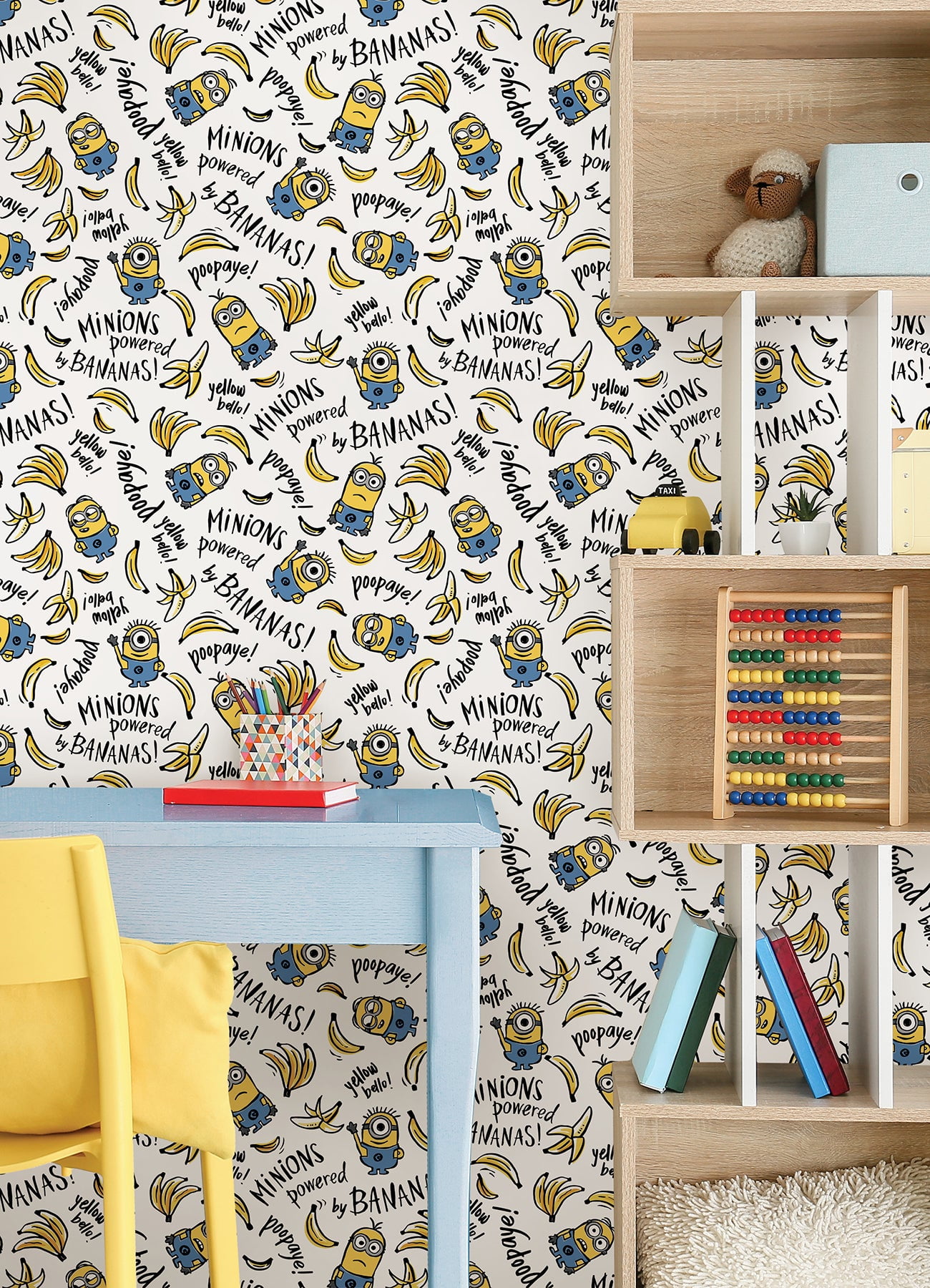 Universal Minions Powered by Bananas Peel and Stick Wallpaper by RoomMates