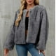 thumbnail image 5 of Chaqueta de abrigo cálida para mujer, de invierno, lisa, con cuello redondo, 5 of 7