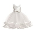 thumbnail image 2 of Kids Flower Girl Dress White Ruffle Formal Dress for Girls Sun Dresses Dresses for Teens 3-4 Years, 2 of 7