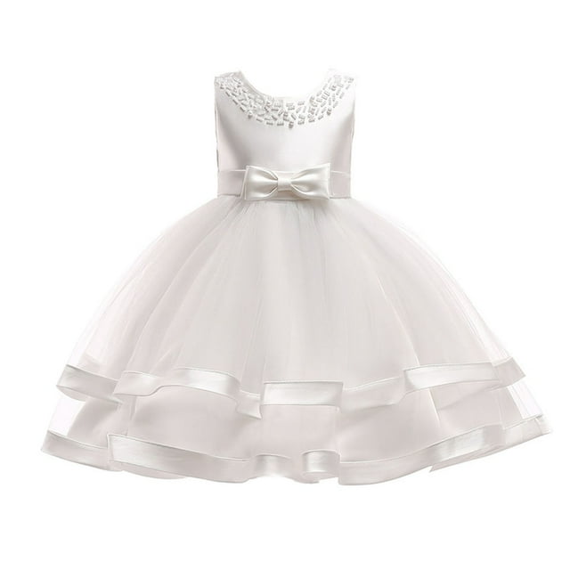 Robes Filles Robes Formelles Filles Robe Blanche Robes de Fête pour Filles Tenue pour la Journée des Enfants Filles Mode