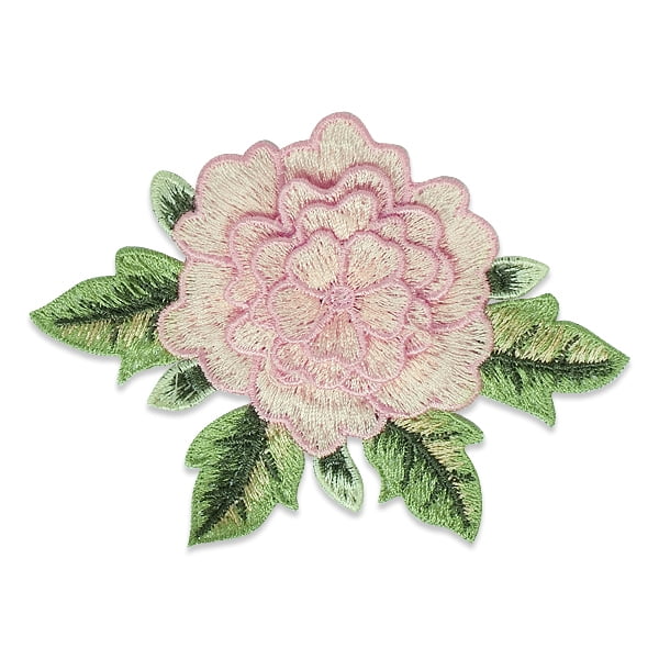 TWO 1.5" Plum Fuchsia Flower Embroidery Applique Patch 