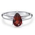 thumbnail image 3 of Gem Stone King 10K White Gold Red Garnet Engagement Ring for Women | 0.98 Cttw | Pear Shape 8X5MM | Gemstone January Birthstone | Size 9, 3 of 6