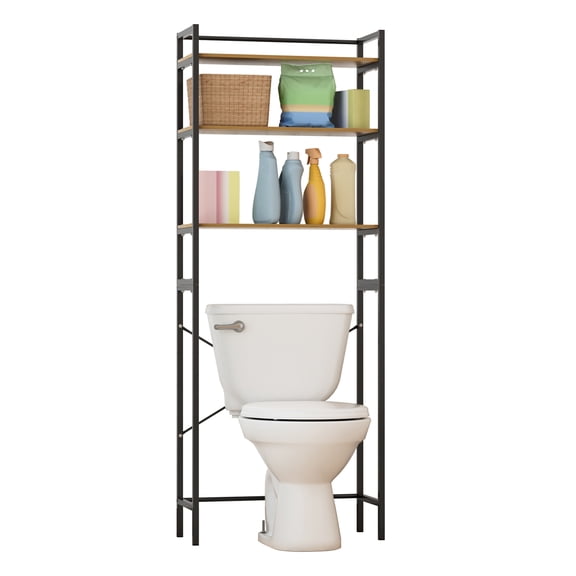 solautey Multi-layer Over The Toilet Storage, Bathroom Organizer, Space-Saving, Above Toilet Storage Rack Extra Wide Organizer, Metal Shelf, Black
