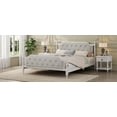 thumbnail image 4 of Antique White Solid Wood Bed Frame Featuring Tufted Headboard & Sturdy Construction, King Size, No Box Spring, 4 of 14