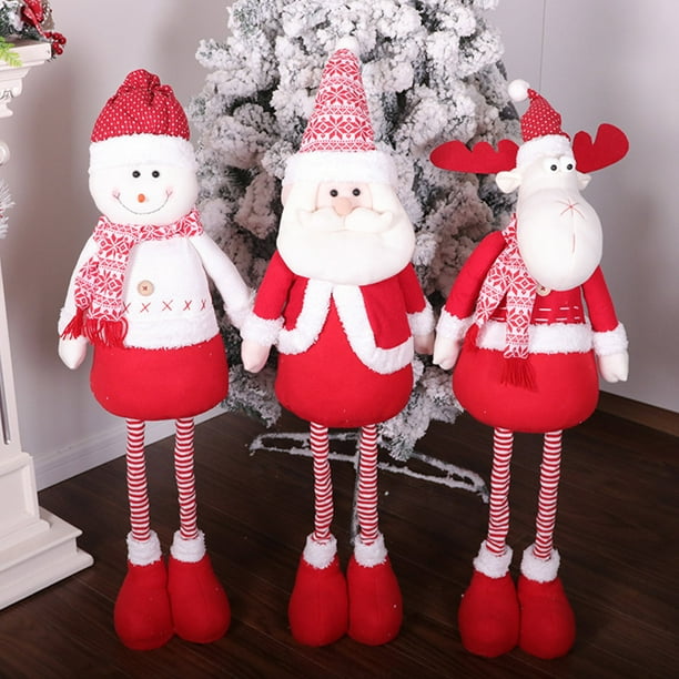 Xihbxyly Muñeca Navideña Retráctil con Patas Extensibles, Poliéster Suave, Adorno Único para Árbol, Decoración para Fiestas, Versátil Decoración Navideña, Extensión de Patas de 16 X 70 Cm.