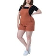 thumbnail image 3 of Agnes Orinda Plus Size Overall Shorts for Women Jumpsuit Roll Hem Pocket Jean Denim Overalls 4X Caramel, 3 of 4
