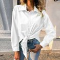 thumbnail image 2 of Kovlvoll Long Sleeve Tops for Women Button up Shirts Lapel Collared Casual Solid Color Shirt Blouse, 2 of 4