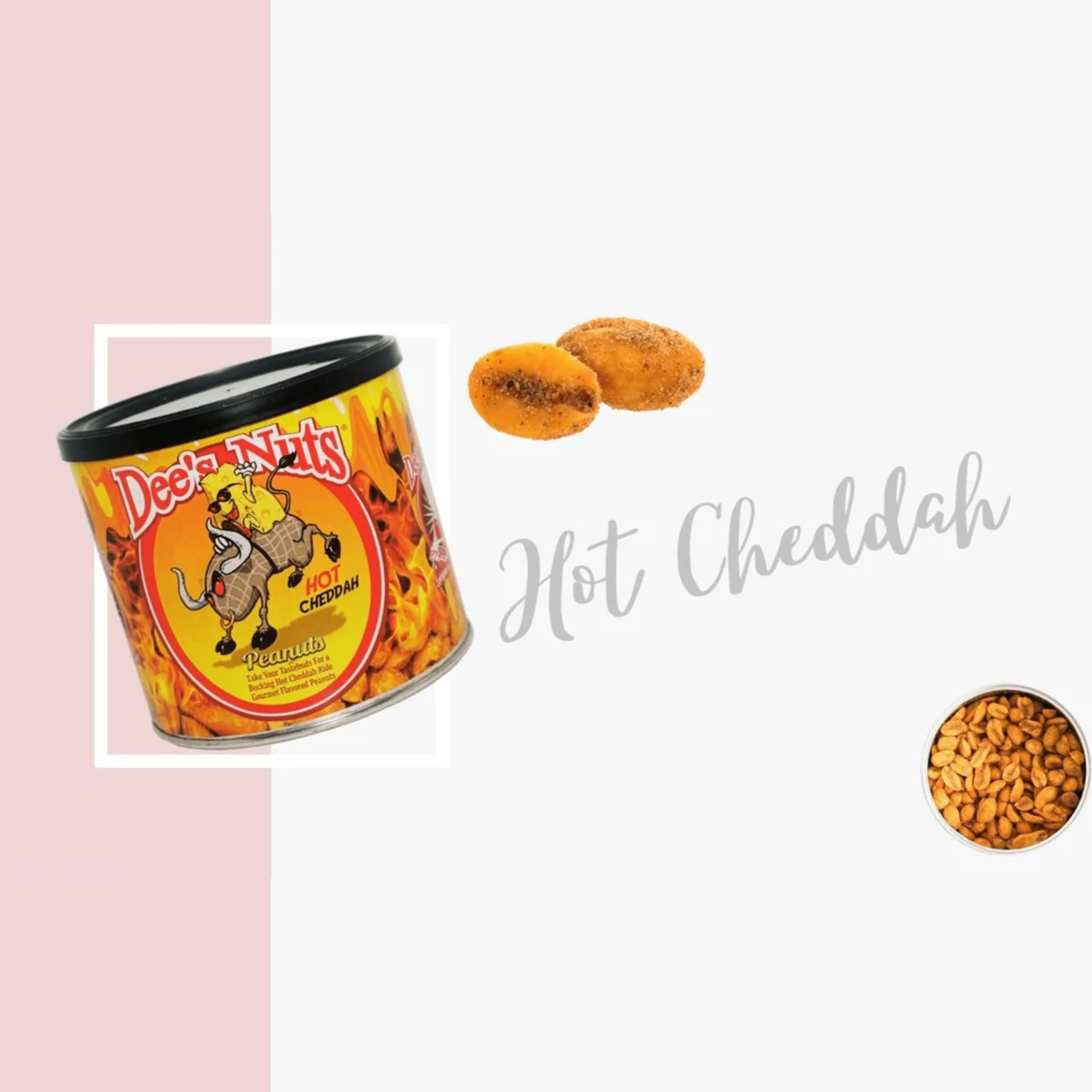 (4 pack) Dee's Nuts Peanuts, Hot Cheddar Flavor, 10 oz Canister