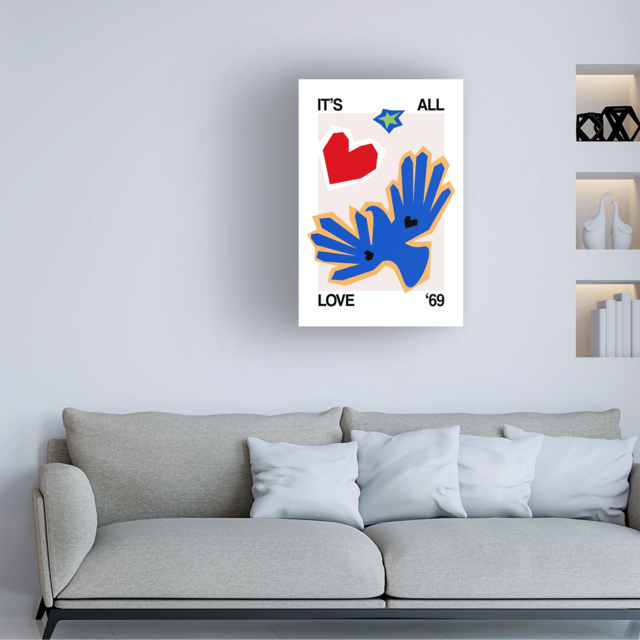 Trademark Fine Art Frances Collett  It's All Love '69 Bird Blue Canvas Wall Art