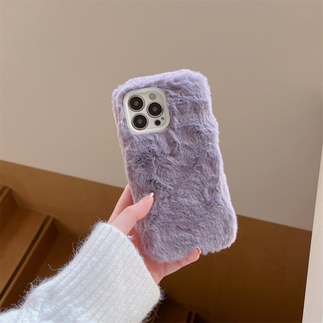 USLION-funda de piel de felpa cálida para teléfono, carcasa de protección para lente de cámara, para iPhone 14Plus, 14Pro, 14, 13, 12 Pro Max, 11, 11Pomax Fivean unisex