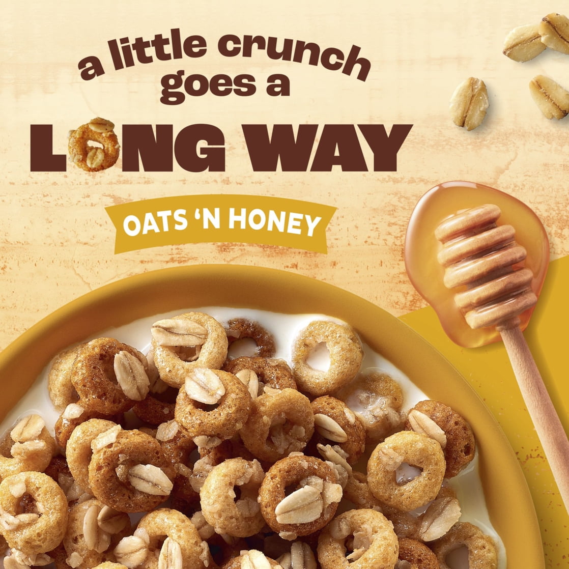 (8 pack) Cheerios Oat Crunch Oats 'N Honey Breakfast Cereal, Family Size, 24 oz