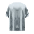 thumbnail image 5 of Laqbezok Women V-Neck Sequin Sparkly Velvet Short Puff Sleeve Party Top Fashion Sparkle Outfit, 5 of 6
