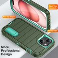 thumbnail image 2 of Case for iPhone 15 Plus/14 Plus, Heavy Duty Durable Military Grade Shockproof Protective Non-slip Kickstand Soft Silicone Hard PC 2 In 1 Hybrid Cover Case for iPhone 15 Plus/14 Plus, Armygreen+Cyan, 2 of 9