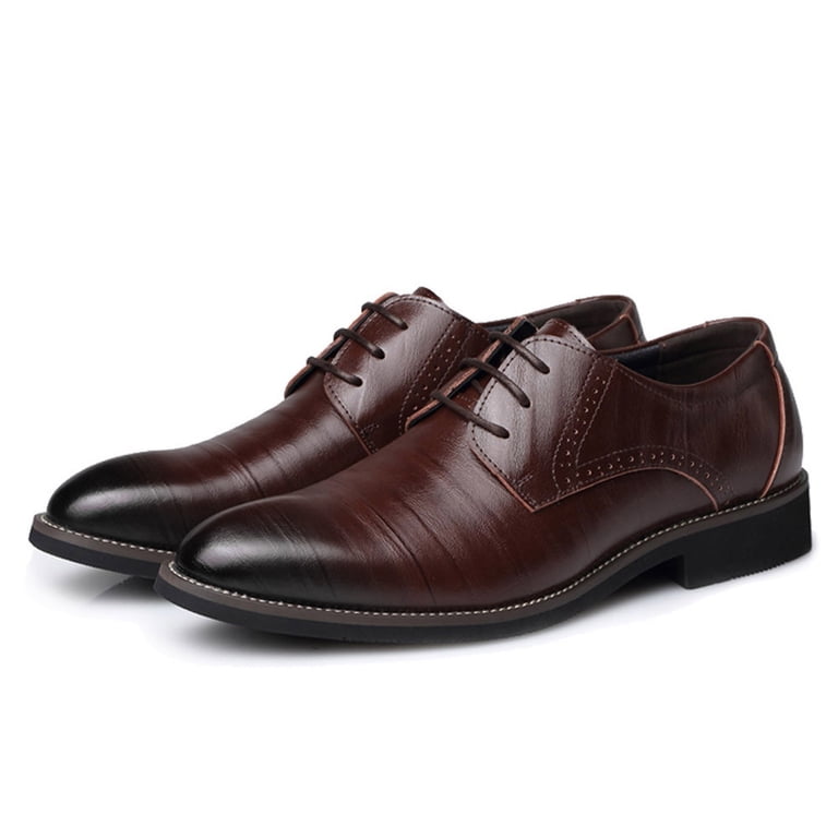 Men\'s Oxfords Cap Toe Dress Shoes Lace Up Formal Business Work Amazon.com | LSIGHTUS Men main image 3