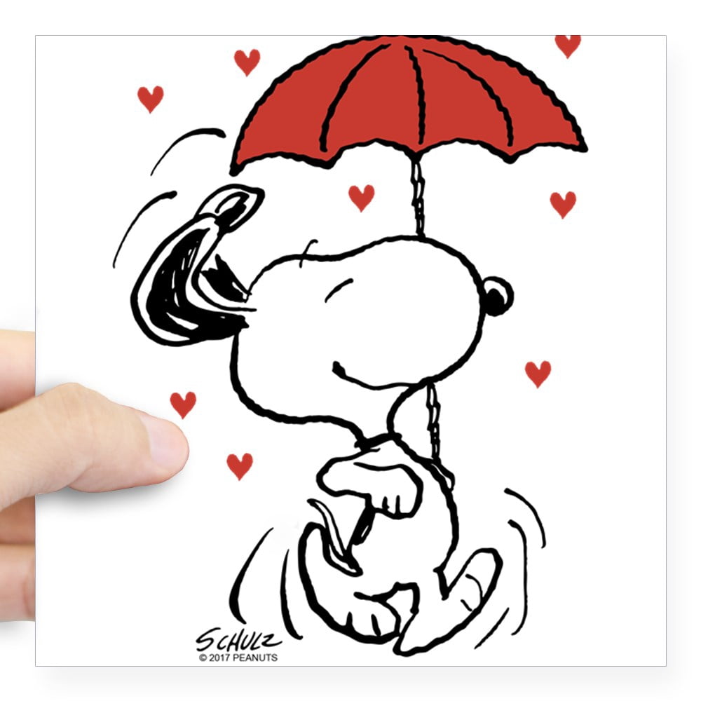 CafePress - Snoopy On Heart Sticker - Square Sticker 3" x 3" - Walmart