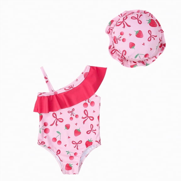mgoYE Toddler Girl Swimsuit 3t 2 Piece Baby Swimsuit Toddler Girl Bathing Suit Summer Solid Color Bikini Set Beach Two Piece Swim Wear(Hot Pink,2-3 Years)