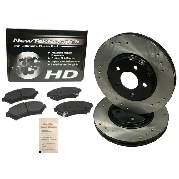 BK1691-7D Rear Premium E-Coat Drilled Rotors and Ultimate HD Disc Brake Pads