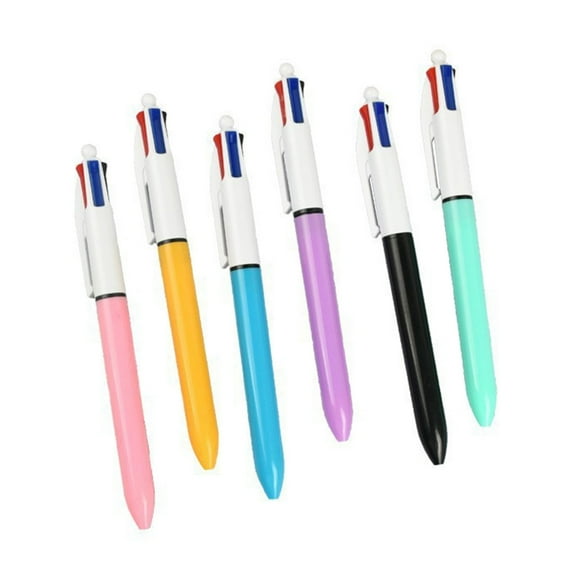 Osdhezcn 6 Pcs 4 Colors Shuttle Pen 4 in 1 Retractable Ballpoint Pen 1.0mm Multicolor Pen