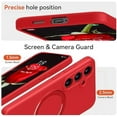 thumbnail image 3 of KOMI for Galaxy S25 Case with Stand, Slim Liquid Silicone Phone Cases for Samsung Galaxy S25 Compatible with MagSafe, Full Camera Protection Magnetic Kickstand Case for Samsung S25, Red, 3 of 5