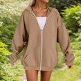 thumbnail image 2 of Inglocry Oversized Zip Up Hoodie for Women Fleece Long Sleeve Hooded Sweatshirts Cute Y2k Jackets 2025 Fall Winter Clothes Khaki S, 2 of 5