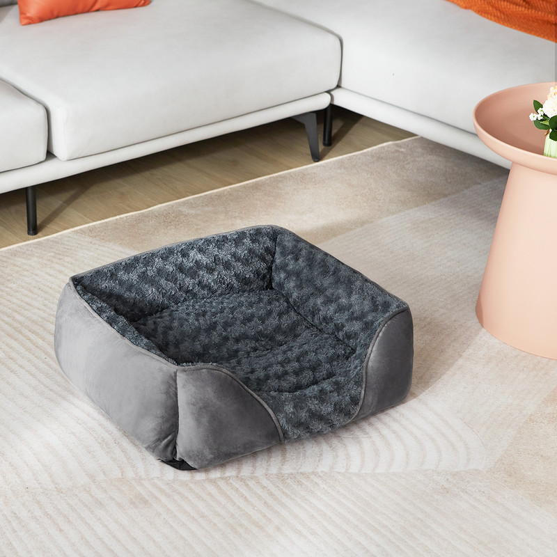 Dog Beds for Medium Sized Dogs, Washable Cozy Rectangle Pet Beds, Dog Couch Bed, Cat Beds with Anti Slip Bottom, Gray, 30"x24"x9"