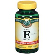 Spring Valley Vitamin E 200 I.U. Soft gels Dietary Supplement 100 Count