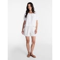 thumbnail image 3 of Time and Tru Women's Linen Blend Blouse with Scalloped Hem, Sizes XS-XXXL, 3 of 6