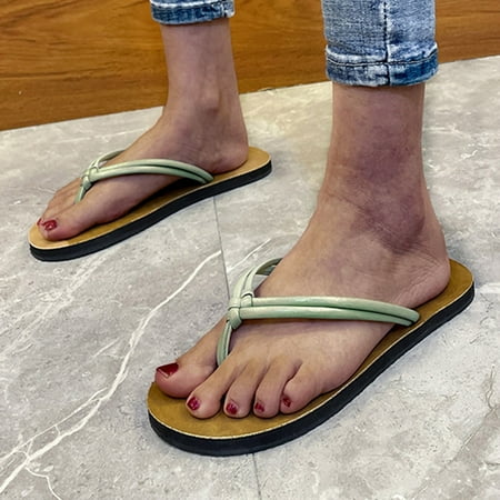 

Cathalem Thong Slippers for Women Casual Beach Women s Shoes Breathable Outdoor Indoor Summer Fashion Fuzzy Slippers for Women Green 9