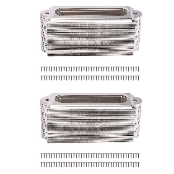 80 Set Office Library File Drawer Cabinet Card Tag Label Holder Metal Frame (Silver Tone)
