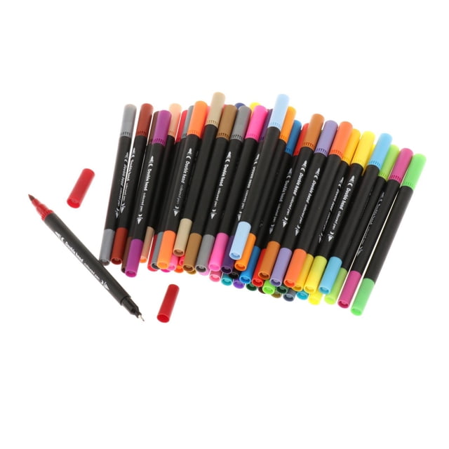 Juego de rotuladores de acuarela con punta de pincel, resistentes al agua, para pintar y pintar tarjetas. 48 colores negro
