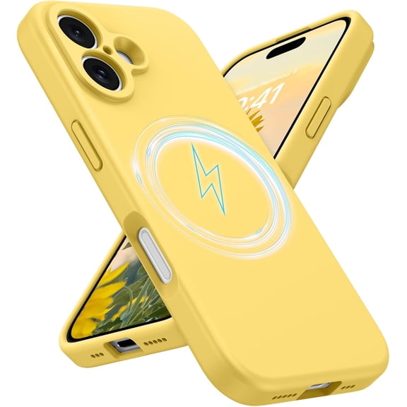 Mionbel for iPhone 17 Case Magnetic, Silky-Soft Silicone Cases [Compatible with Magsafe] Slim Microfiber Lining Cushion Texture Cover Shockproof Protective Phone Case for iPhone 17 6.3", Yellow