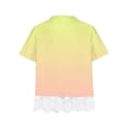 thumbnail image 4 of AJTQTH Girls Tops Kids Summer Gradient Printed Cute Lace Patchwork Tees Short-Sleeved Crewneck Tshirts Blouses Shirts for Summer Casual Party Holiday Beach Clothes Multicolor#06 13 Years, 4 of 4