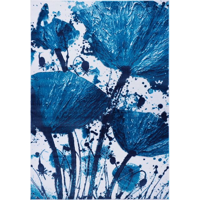 Ladole Rugs Poppy Floral Pattern Contemporary Indoor Area Rug Carpet in Turquoise Blue, 3 x 10 (2'7" x 9'10", 80 cm x 300 cm)