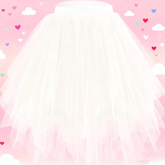 HOMADLES Girls Princess Skirts High Waist A Line Pleated Mini Mesh Skorts Princess Party Skirt for Girls Tulle Skirt Casual Print White 3-9T