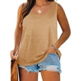 thumbnail image 1 of Craaazy Womens Plus Size Solid Color Crew-Neck Sleeveless Tank Top Loose Fit Workout Vacation Comfy Tops Gifts, 1 of 8