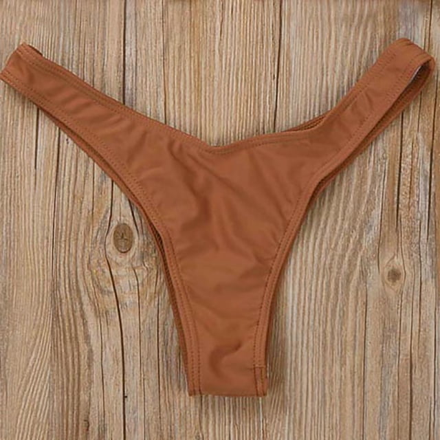 Prolriy String Bikini Strings pour Femmes Maillot de Bain Bikini String Trunks Bas Femmes Tankinis Ensemble sous-Vêtements Femmes Marron m