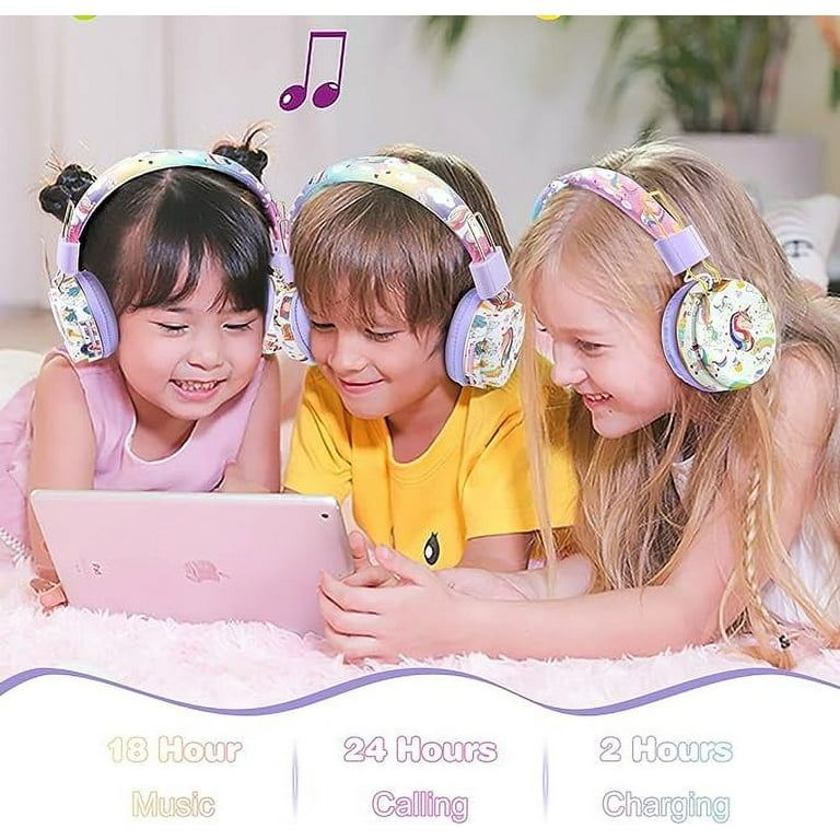 Cute Kids Headphones Wireless Unicorn Headphones for Girls Childrens Bluetooth Headphones with Microphone Adjustable Toddler Headphone Over Ear for
