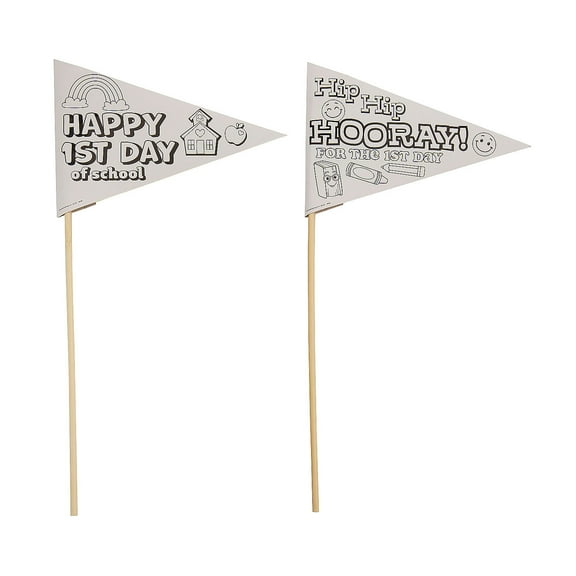 Color Your Own First Day of School Pennant Flags - 24 Pieces